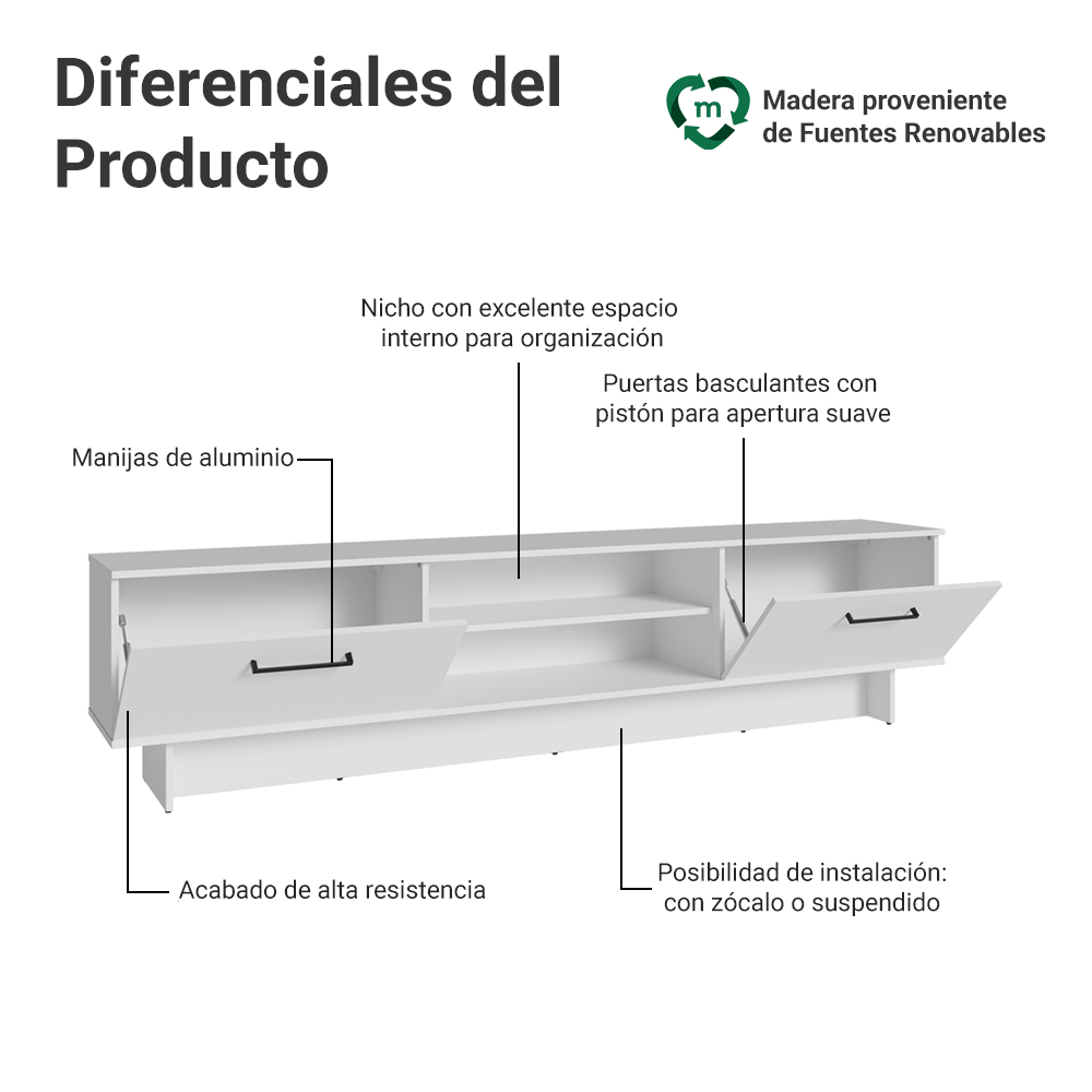 Centro de Entretenimiento Mesa para TV Agata Hasta 80 Plgds
