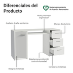 Escritorio de Oficina Alaska 137 cm 1 Puerta 3 Cajones Blanco Madesa