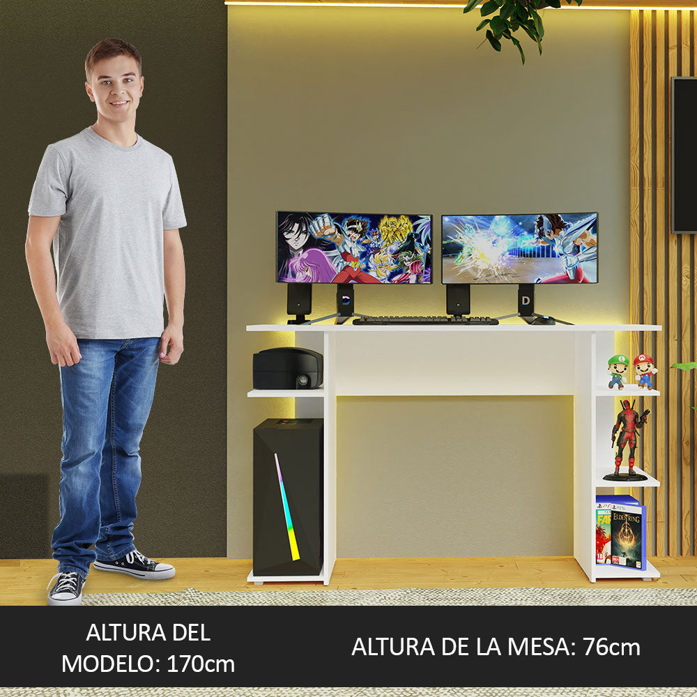 Escritorio Gamer Moderno para PC y Consola 9424 Blanco