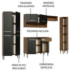 Cocina Integral Emilly Hit 2.60 Metros Marrón/Negro/Marrón