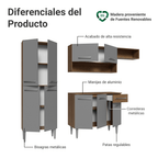 Cocina Integral Emilly 229 cm Top Marrón/Gris Madesa