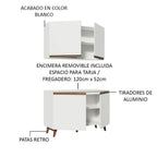 Kit Mueble de Cocina Superior y Mueble Bajo Reims 1.20 m Blanco