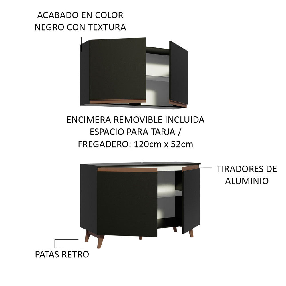 Kit Mueble de Cocina Superior y Mueble Bajo Reims 1.20 Metros