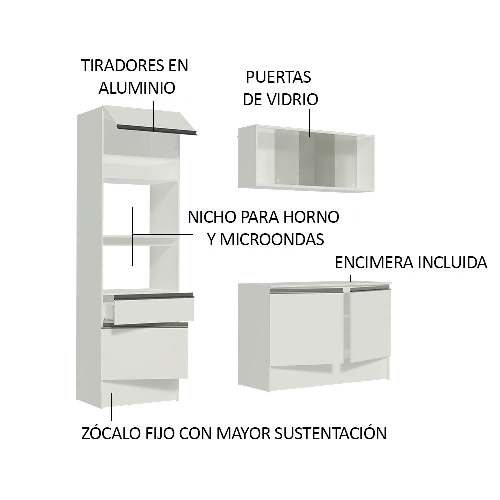 Cocina Integral Topazio 1.80 m con Encimera Blanco
