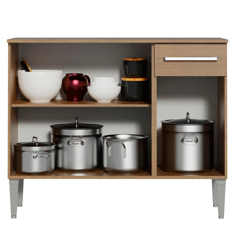Mueble de Cocina Emilly 1.05 m 3 Puertas 1 Cajón con Encimera de MDP Marrón