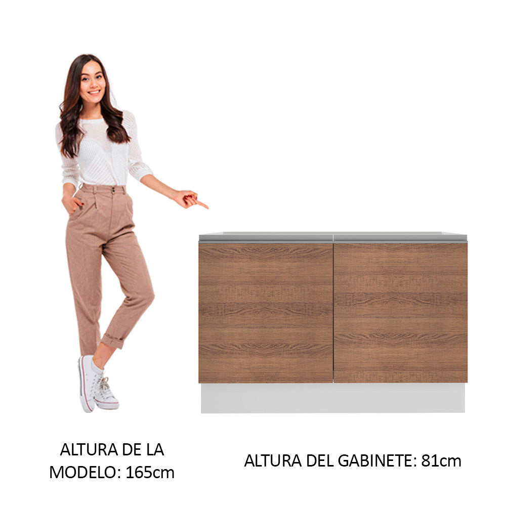 Mueble de Cocina Bajo Glamy 1.20 Metros 2 Puertas Blanco/Marrón