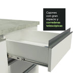 Mueble de Cocina Bajo Glamy 1.20 m 1 Puerta 2 Cajones con Encimera Blanco