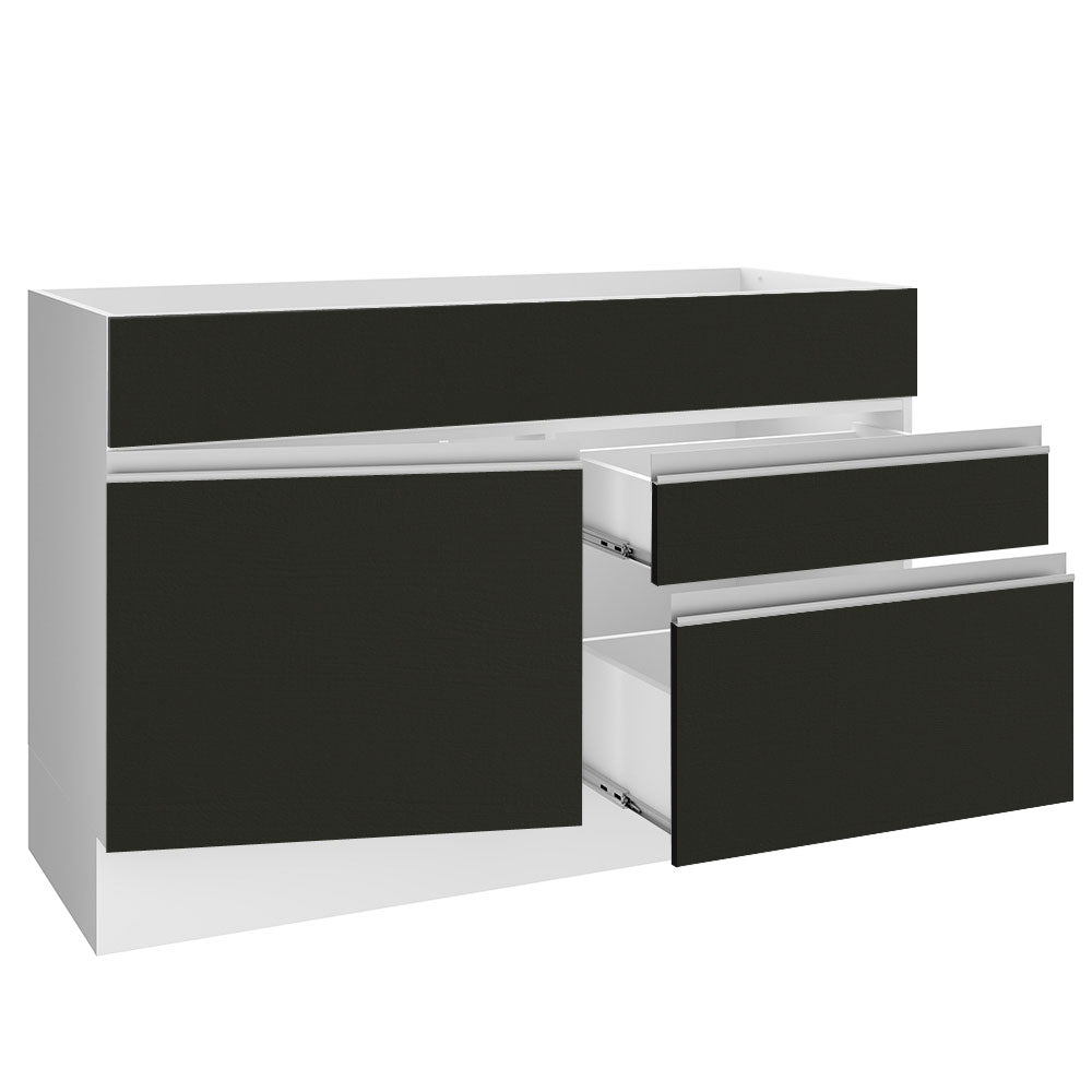 Gabinete Bajo de Lavaplatos 120cm 1 Puerta 2 Cajones Blanco/Negro (Sin Mesón y Sin Lavaplatos) Glamy