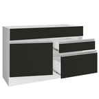 Gabinete Bajo de Lavaplatos 120cm 1 Puerta 2 Cajones Blanco/Negro (Sin Mesón y Sin Lavaplatos) Glamy