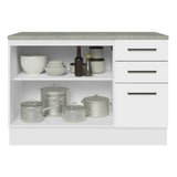 Mueble de Cocina Bajo Agata 1.20 m 2 Puertas 3 Cajones con Encimera