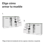 Mueble de Cocina Bajo Agata 1.20 m 2 Puertas 3 Cajones con Encimera Blanco