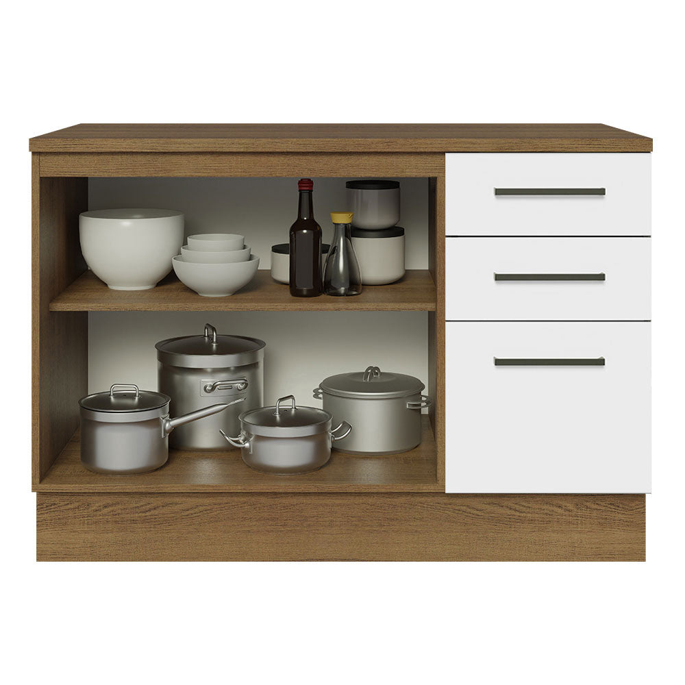 Mueble de Cocina Bajo Agata 1.20 m 2 Puertas 3 Cajones con Encimera