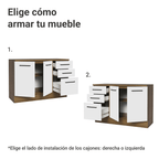 Mueble de Cocina Bajo Agata 1.20 m 2 Puertas 3 Cajones con Encimera Marrón/Blanco