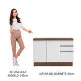 Mueble de Cocina Bajo Glamy 1.20 m 2 Puertas 3 Cajones con Encimera