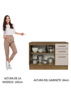 Mueble de Cocina Bajo Agata 1.20 m 2 Puertas 3 Cajones con Encimera Marrón/Crema