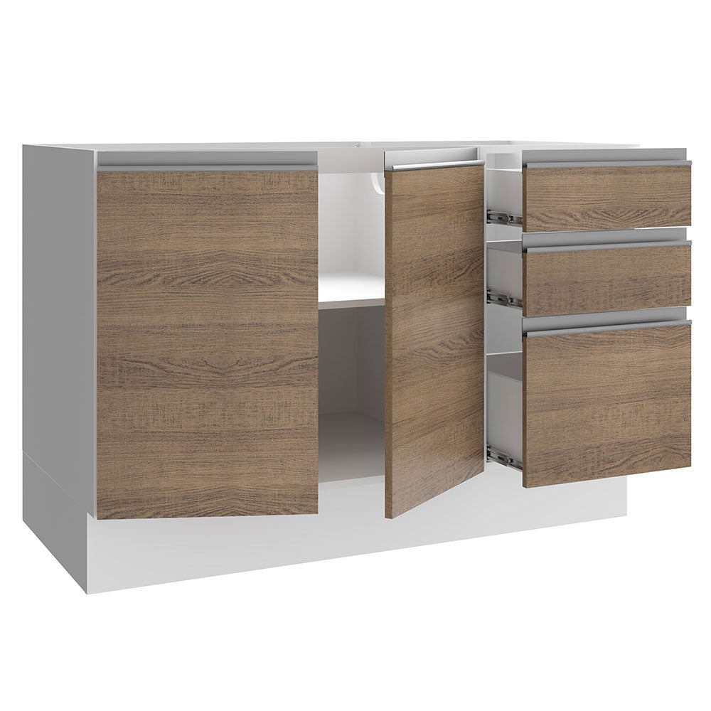 Mueble de Cocina Bajo Glamy 1.20 m 2 Puertas 3 Cajones