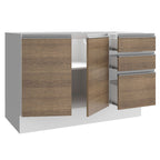 Mueble de Cocina Bajo Glamy 1.20 m 2 Puertas 3 Cajones Blanco/Marrón