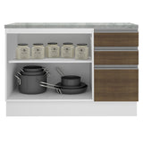 Mueble de Cocina Bajo Glamy 1.20 m 2 Puertas 3 Cajones con Encimera
