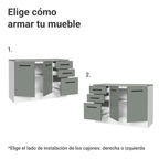 Mueble de Cocina Bajo Agata 1.20 m 2 Puertas 3 Cajones con Encimera Blanco/Gris