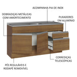 Mueble de Cocina Bajo Glamy 1.50 m 2 Prts 2 Cajones con Mesón de Acero