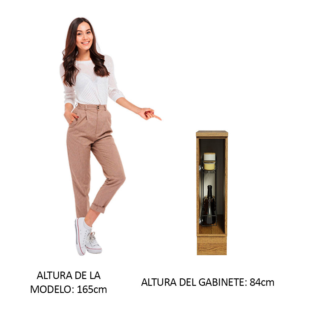 Mueble de Cocina Bajo Portacondimentos Glamy, Agata y Stella 20 cm Marrón
