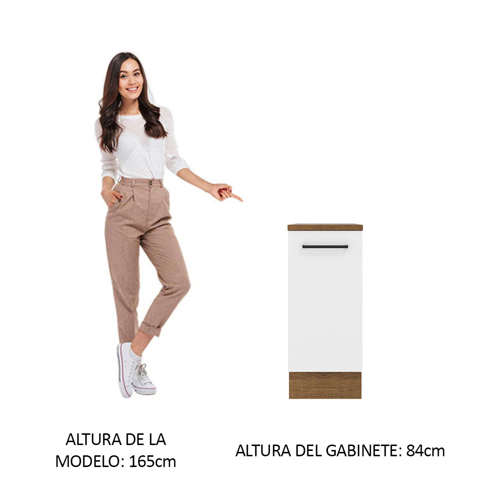 Mueble de Cocina Bajo Agata 35 cm 1 Puerta Marrón/Blanco