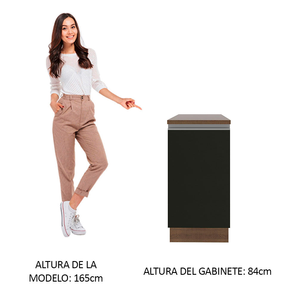 Mueble de Cocina Bajo Glamy 40 cm 1 Puerta Marrón/Negro