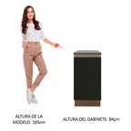 Mueble de Cocina Bajo Glamy 40 cm 1 Puerta Marrón/Negro