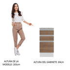 Mueble de Cocina Bajo Glamy 40 cm 3 Cajones Blanco/Marrón