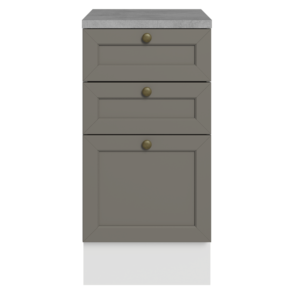 Mueble de Cocina Bajo Vik 40 cm 3 Cajones Blanco/Gris