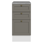 Mueble de Cocina Bajo Vik 40 cm 3 Cajones Blanco/Gris