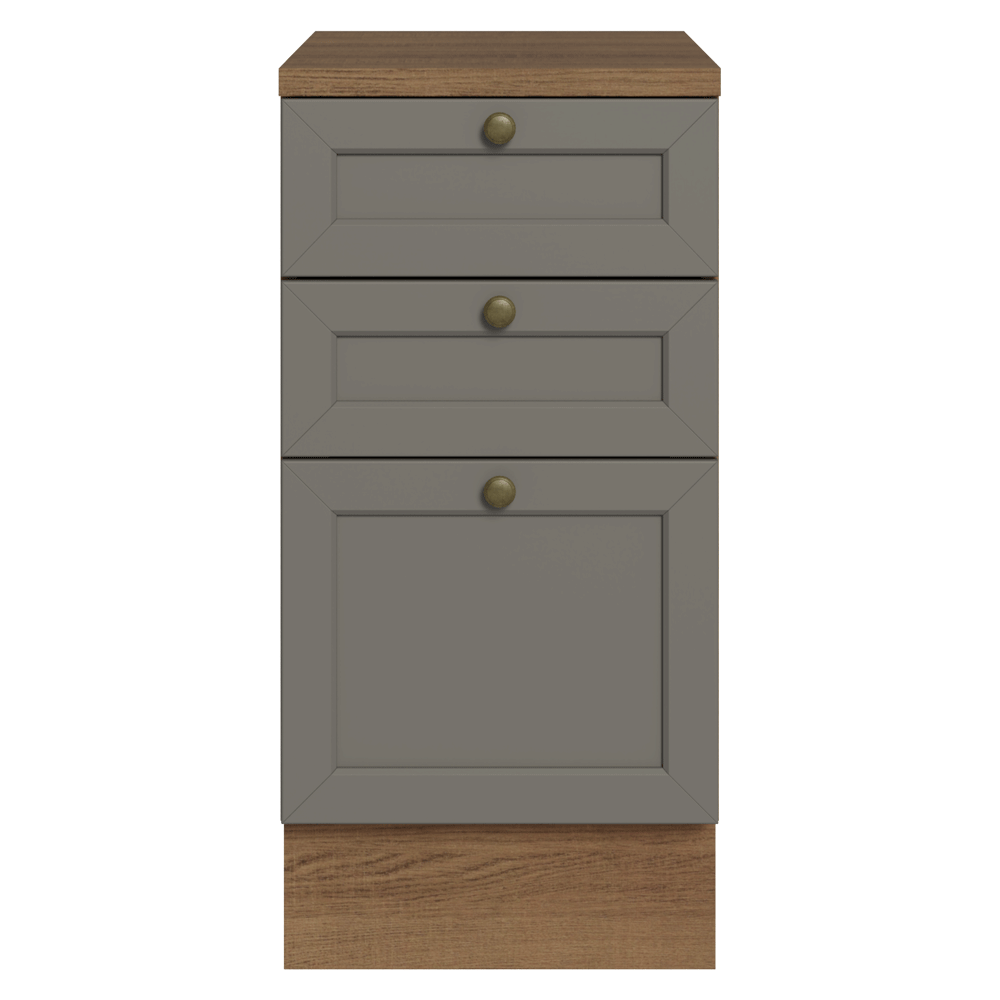 Mueble de Cocina Bajo Vik 40 cm 3 Cajones Marrón/Gris