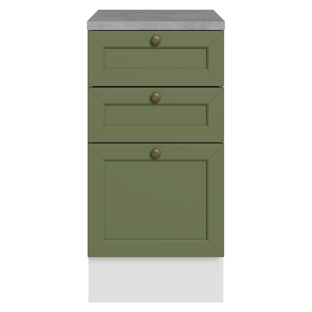 Mueble de Cocina Bajo Vik 40 cm 3 Cajones Blanco/Verde
