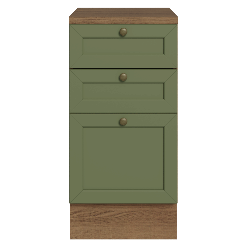 Mueble de Cocina Bajo Vik 40 cm 3 Cajones Marrón/Verde