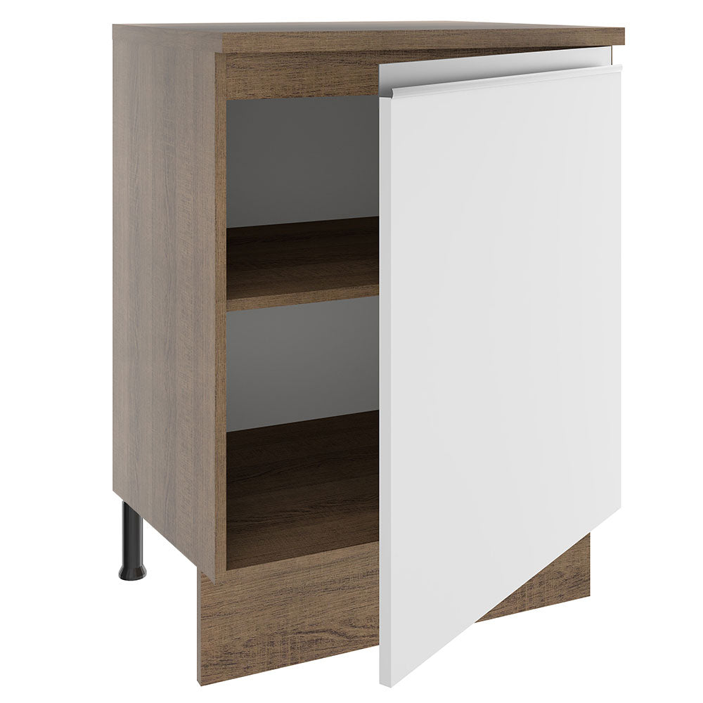 Mueble de Cocina Bajo Glamy 60 cm 1 Puerta Marrón/Blanco