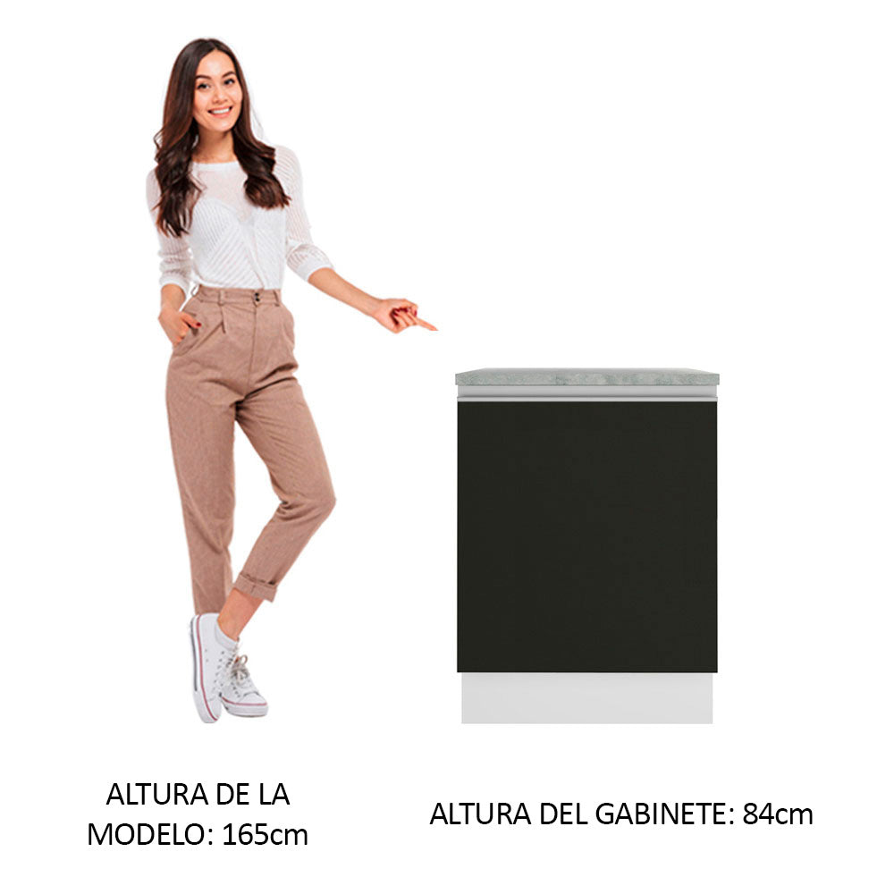 Mueble de Cocina Bajo Glamy 60 cm 1 Puerta Blanco/Negro