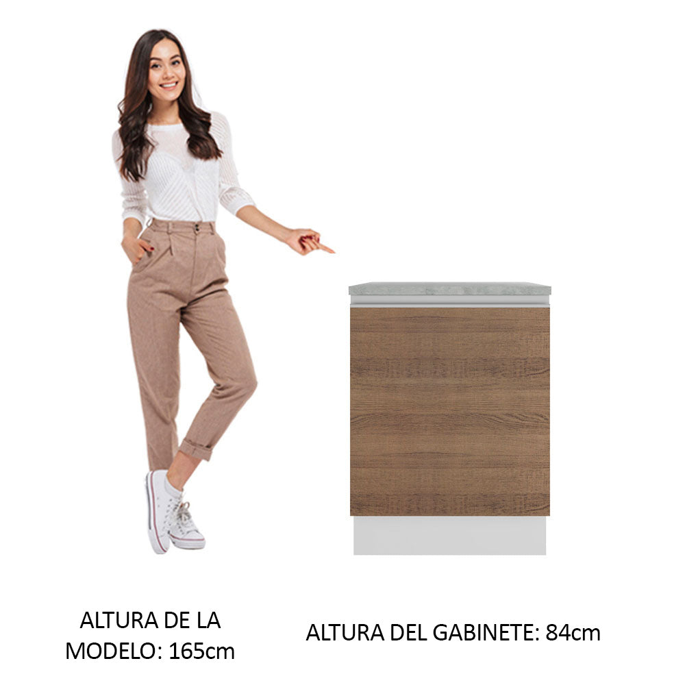 Mueble de Cocina Bajo Glamy 60 cm 1 Puerta Blanco/Marrón