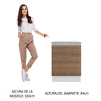 Mueble de Cocina Bajo Glamy 60 cm 1 Puerta Blanco/Marrón