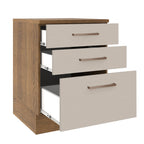 Mueble de Cocina Bajo Agata 60 cm 3 Cajones Marrón/Crema