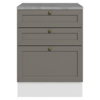 Mueble de Cocina Bajo Vik 60 cm 3 Cajones Blanco/Gris