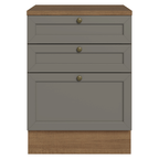 Mueble de Cocina Bajo Vik 60 cm 3 Cajones MarrónGris