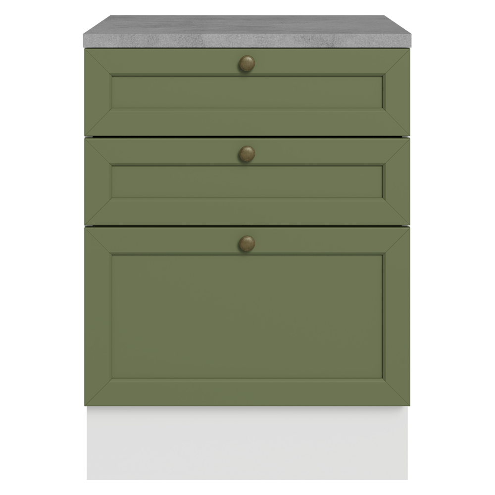 Mueble de Cocina Bajo Vik 60 cm 3 Cajones Blanco/Verde