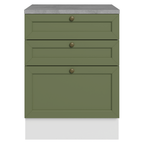 Mueble de Cocina Bajo Vik 60 cm 3 Cajones Blanco/Verde