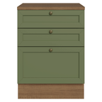 Mueble de Cocina Bajo Vik 60 cm 3 Cajones MarrónVerde
