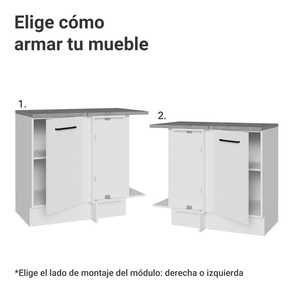 Mueble de Cocina Bajo de Esquina Agata 1 Puerta Blanco