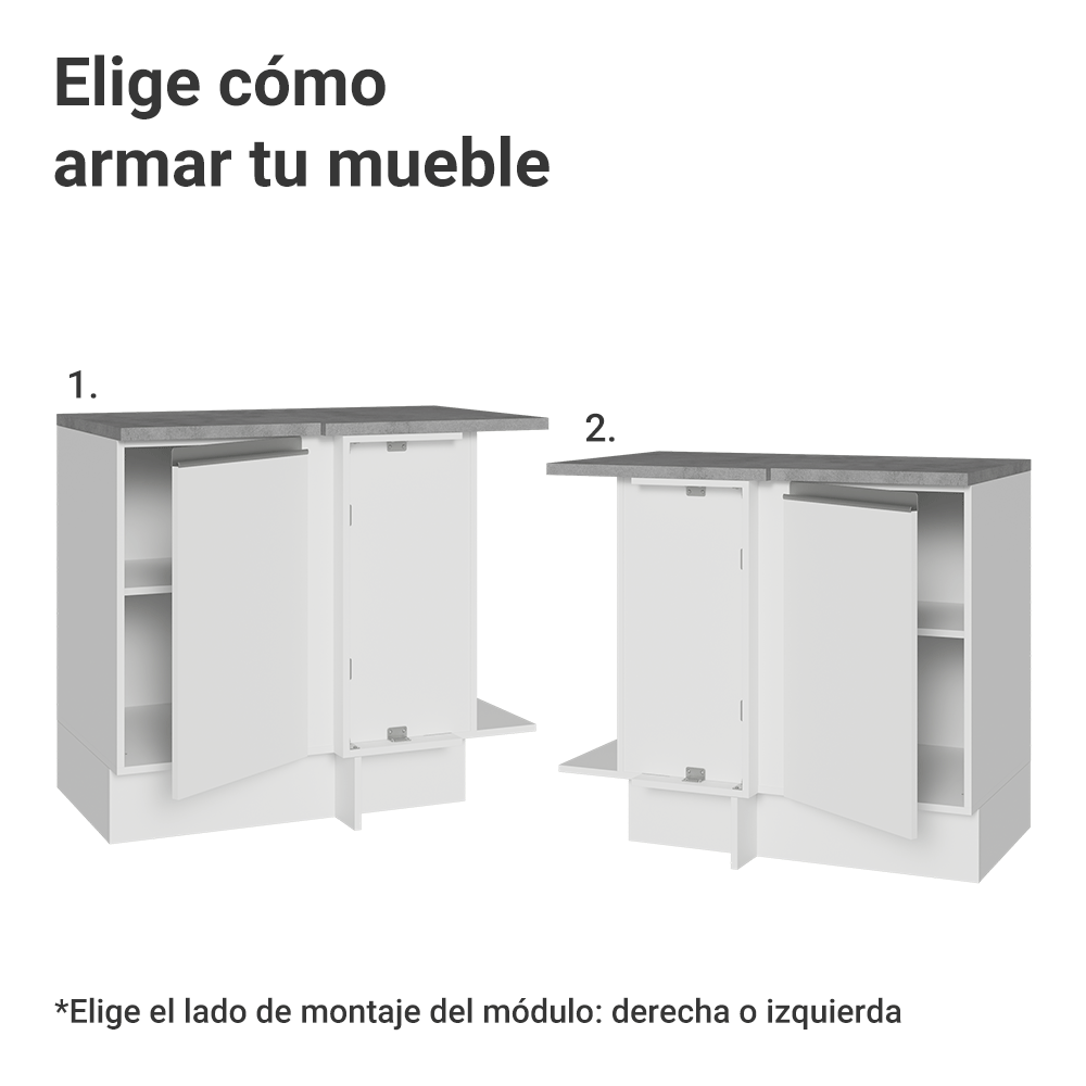 Mueble de Cocina Bajo de Esquina Glamy 1 Puerta Blanco