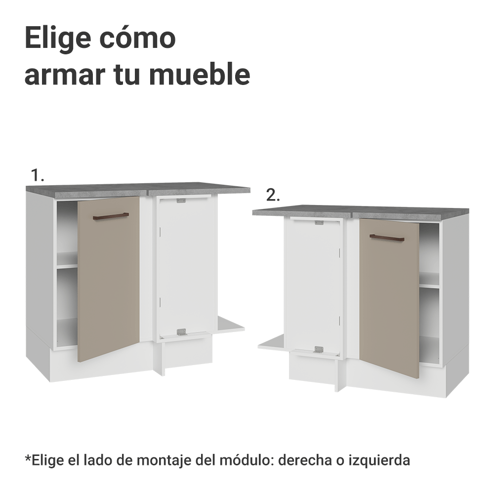 Mueble de Cocina Bajo de Esquina Agata 1 Puerta Blanco/Crema
