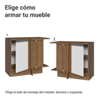 Mueble de Cocina Bajo de Esquina Glamy 1 Puerta Marrón/Blanco