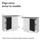 Mueble de Cocina Bajo de Esquina Glamy 1 Puerta Blanco/Negro