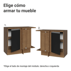 Mueble de Cocina Bajo de Esquina Glamy 1 Puerta Marrón/Negro